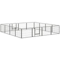 Parc pour chien, enclos chien 16 panneaux modulable et pliable, portable en acier avec portes 80 x 60 gris-0