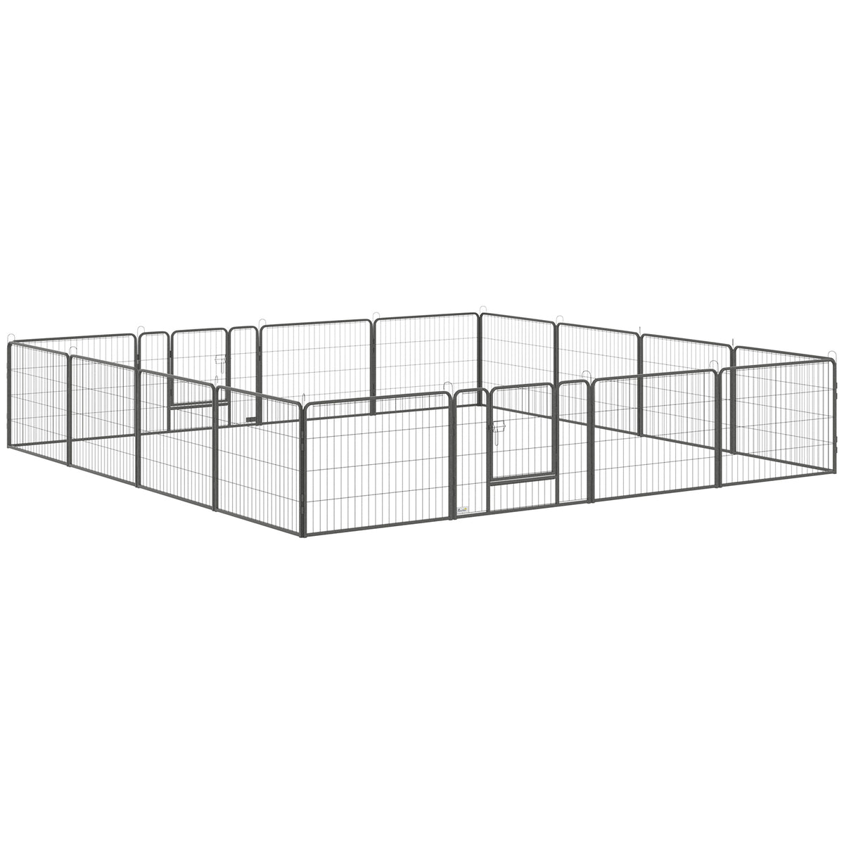 Parc pour chien, enclos chien 16 panneaux modulable et pliable, portable en acier avec portes 80 x 60 gris-0
