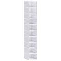 Lot de 10 boîtes à chaussures pliables en plastique empilables avec couvercles, pour pointure jusqu'à 43, blanc-0