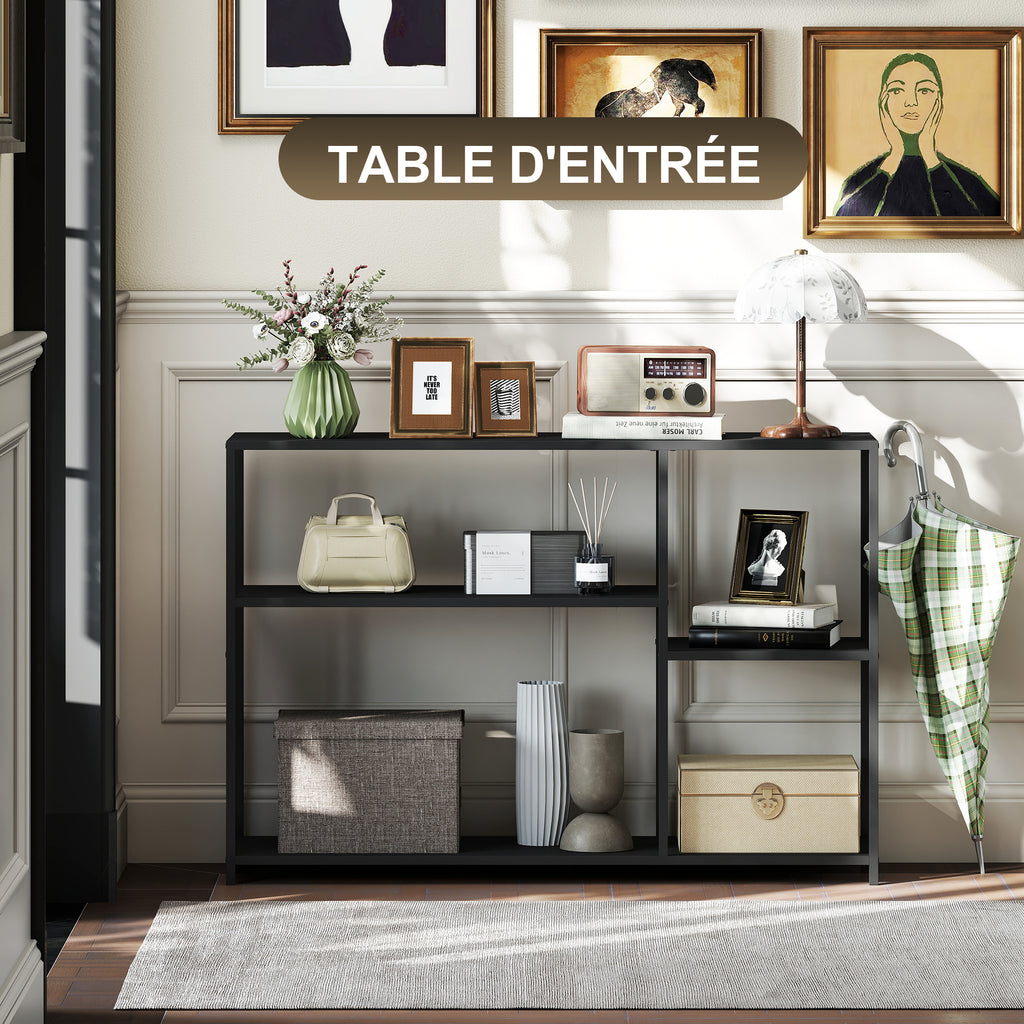 Console meuble étroite à 4 niveaux style industriel cadre en acier, 110 x 30 x 75 cm, noir-5