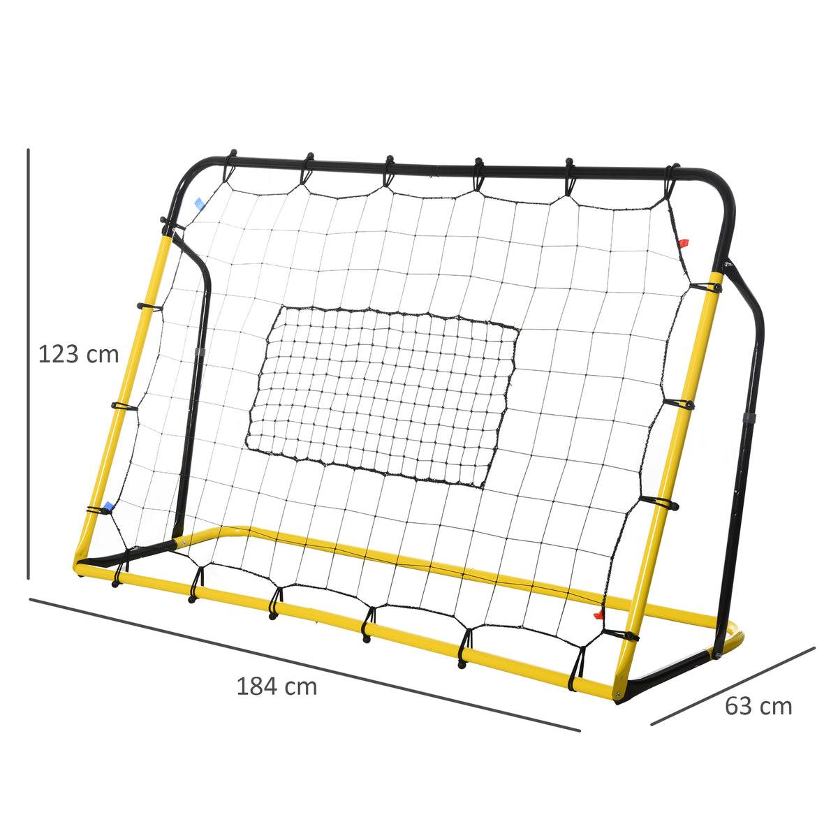 Filet de rebond de football, 184L x 123H cm, rebondisseur de football, 5 angles réglables de 60° à 90°,  jaune et noir-2