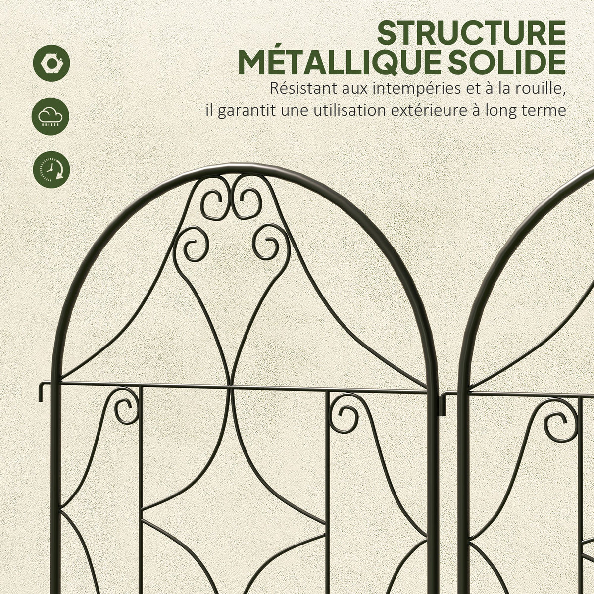 Support pour plantes grimpantes avec motif lot de 2 treillis de jardin pour vigne fleurs légumes métal 50 x 180 cm noir-6
