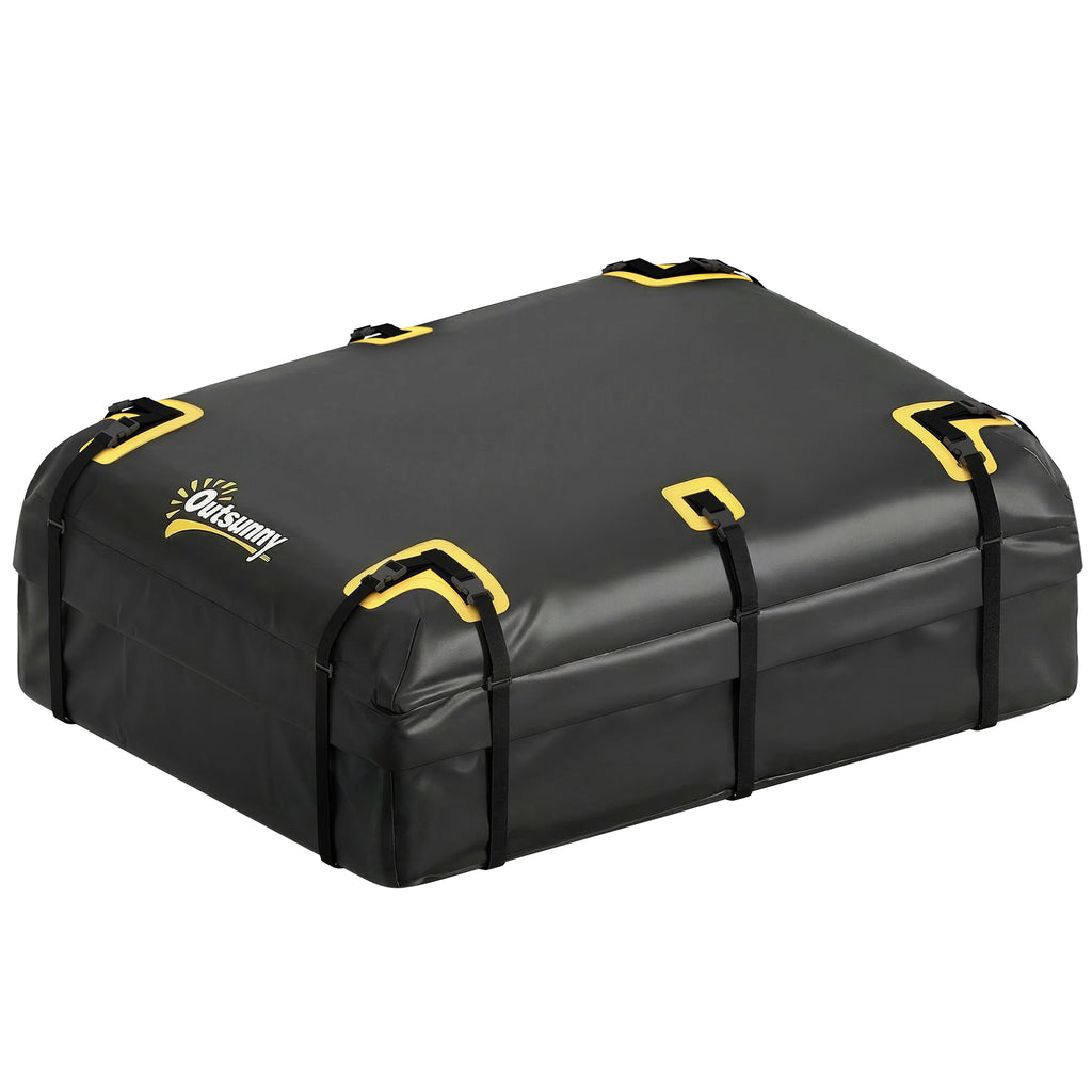 Sac de Toit Voiture Étanche Coffre de Toit Souple Universel 10 Sangles et Cadenas Auto SUV et Camping en Famille Noir-0