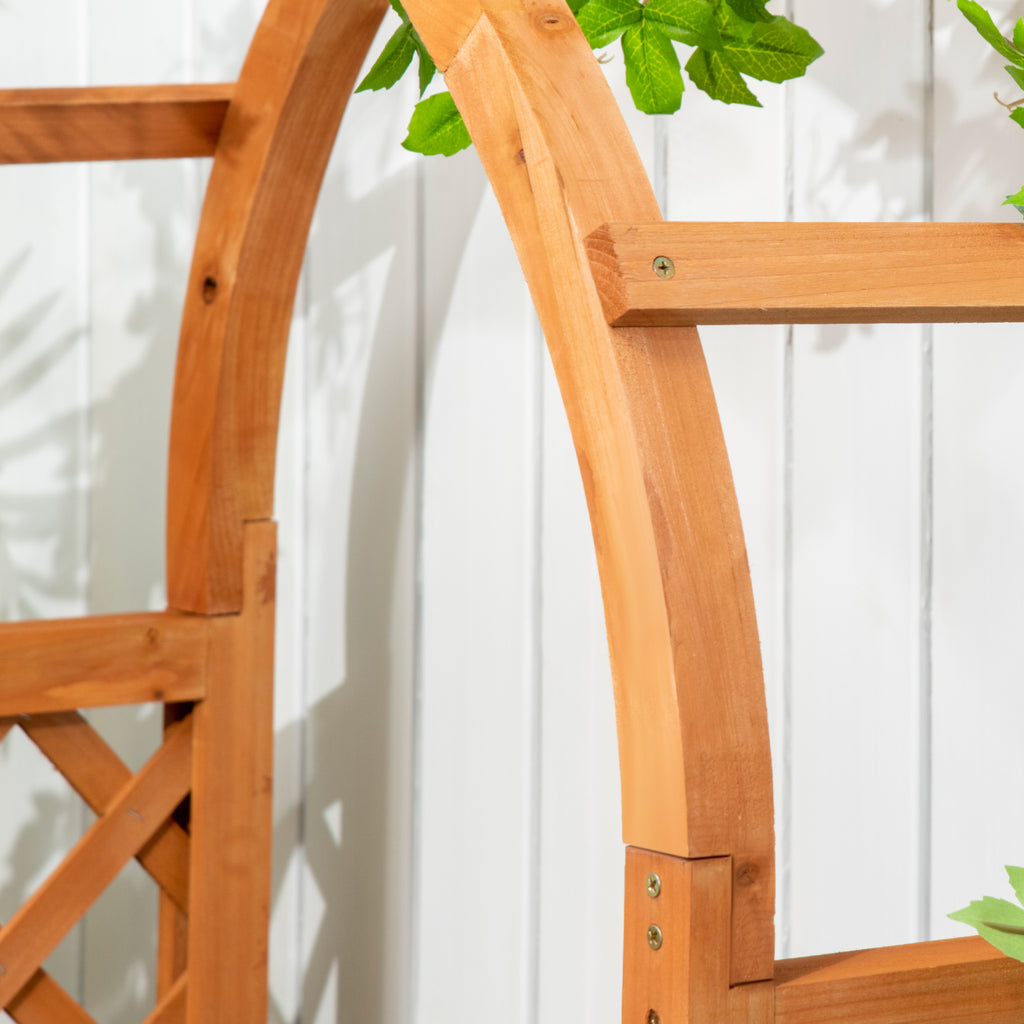 Jardinière rectangulaire sur pied avec treillis et arche - 83 x 36 x 152 cm - fond à lattes - bois sapin pré-huilé-8