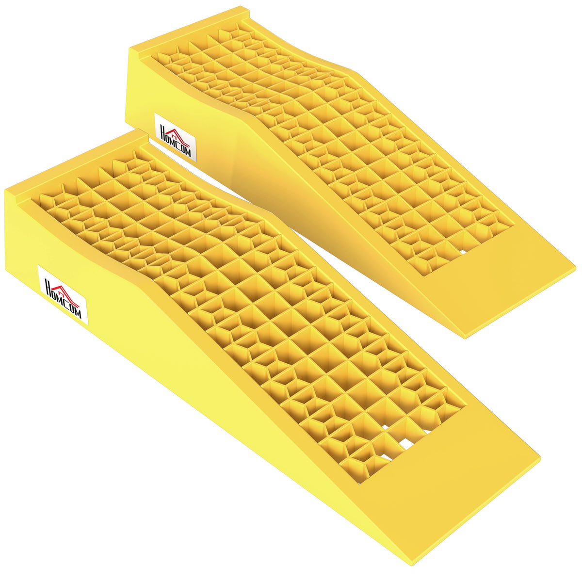 Ensemble de 2 rampes pour voiture véhicule utilitaire rampe de chargement dim. 70L x 19,5l x 7,8H cm PP jaune-0