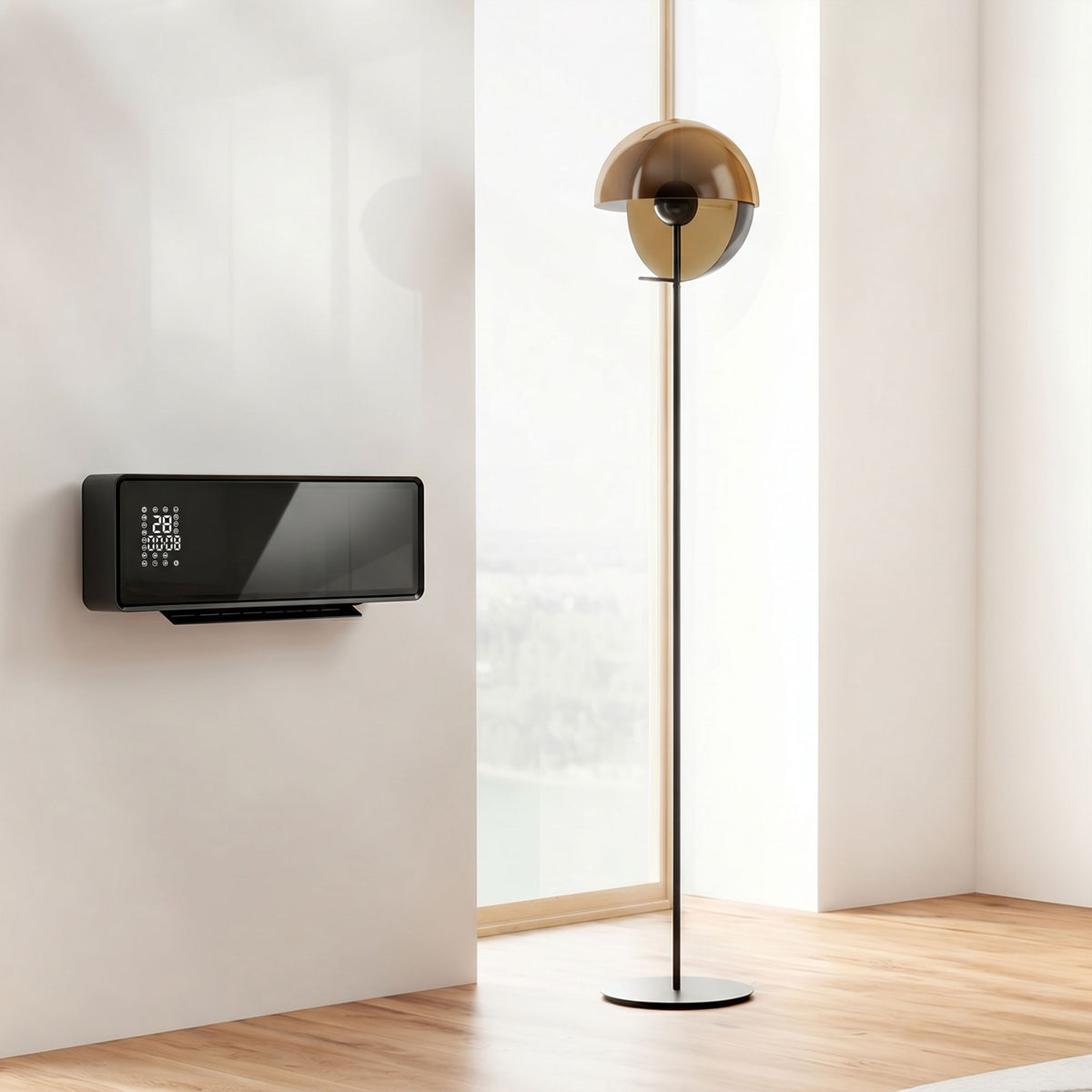 Chauffage mural en céramique 1000/2000W, radiateur électrique, ventilateur, thermostat, minuterie, 54x18,7x12,3cm, noir-1