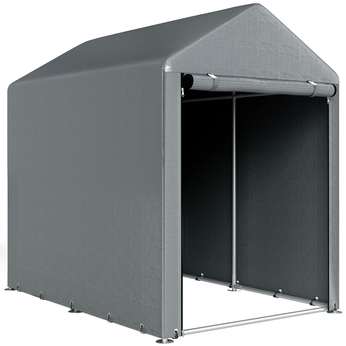 Abri de jardin tente de stockage portable avec cadre en métal galvanisé et grande porte, 1,2 x 1,8 m-0