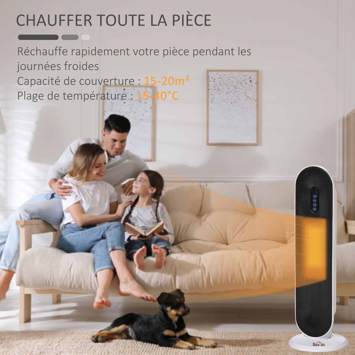 Chauffage soufflant oscillant 1200/2000 W - mini radiateur céramique PTC - télécommande incluse - chauffage d'appoint-3