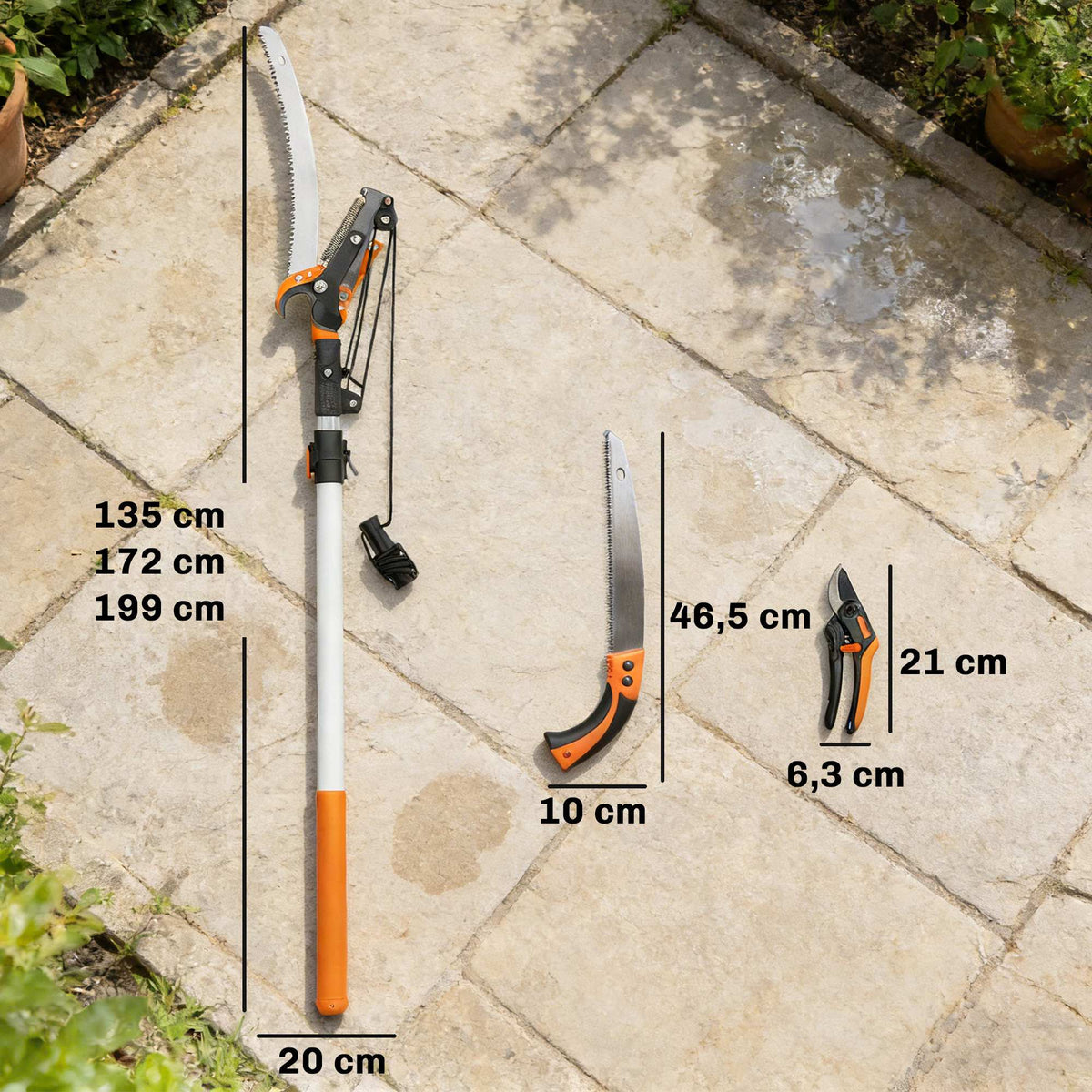 Élagueur télescopique 2 en 1, scie manuelle, sécateur avec verrou de sécurité, perche télescopique en aluminium 2 m-2