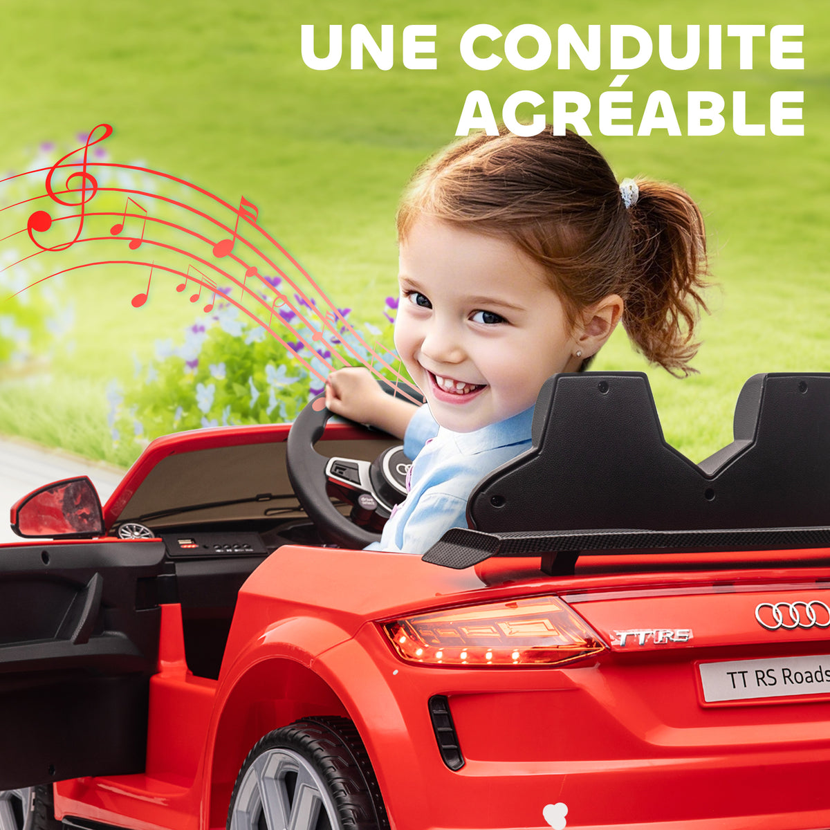 Véhicule électrique Enfant TT RS 12 V 30 W V. Max. 3 Km/h télécommande Effets sonores + Lumineux Rouge-5