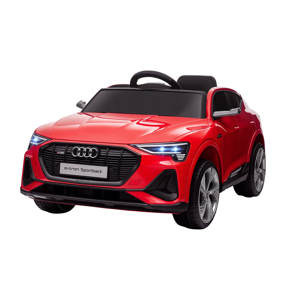 Voiture électrique enfants sous Licence Audi e-tron Sportback, véhicule électrique 12V Max. 5 Km/h avec télécommande 2,4G, phares LED, musique, klaxon, port USB, MP3, rouge-0