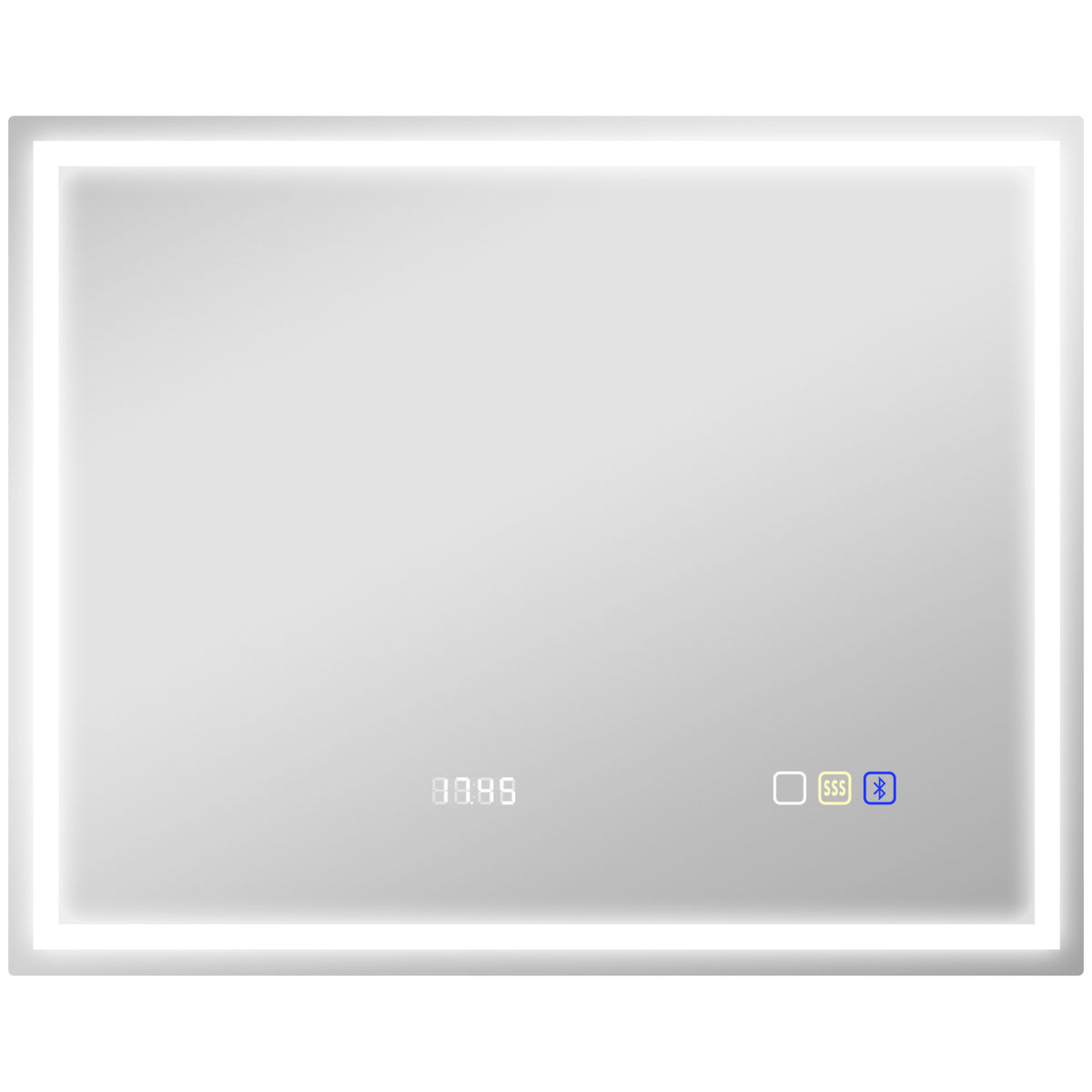 Miroir salle de bain LED bluetooth 80 x 100 cm interrupteur tactile lumière réglable 3 couleurs anti-buée mémoire argent-0