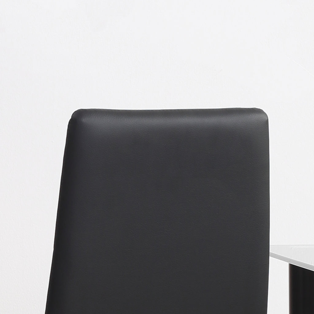 Lot de 4 chaises de salle à manger avec dossier haut, revêtement synthétique et pieds en acier, noir-8