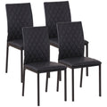 Lot de 4 chaises de salle à manger, chaises de cuisine, capitonnage rhombique et pieds en métal, 41x50x91cm, noir-0