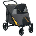 Poussette chien chariot pour chat 4 roues pliage en un clic laisse de sécurité charge 30 kg 112 x 67 x 100 cm gris foncé-0