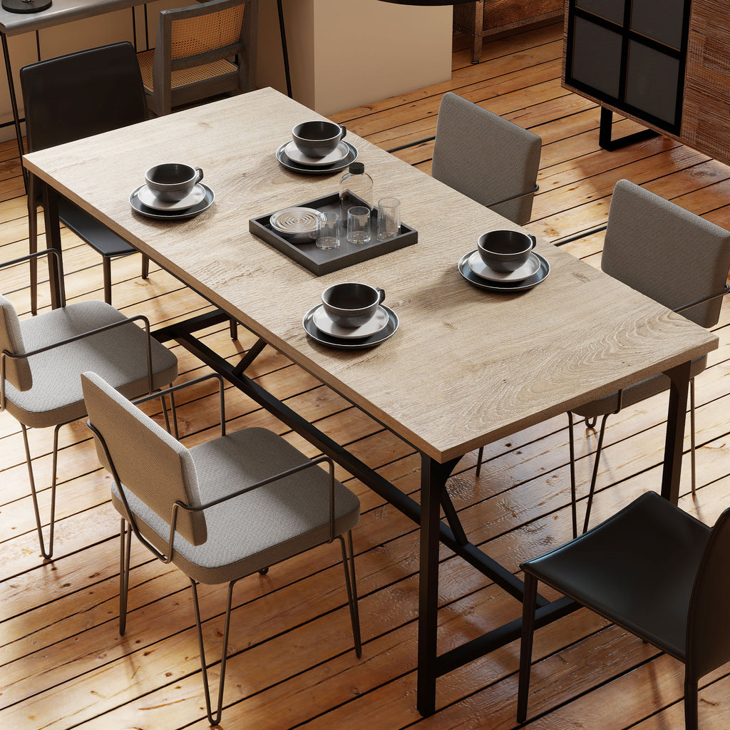 Table à manger rectangulaire pour 6-8 personnes table de cuisine style industriel 180 x 80 x 75,5 cm effet bois naturel-7