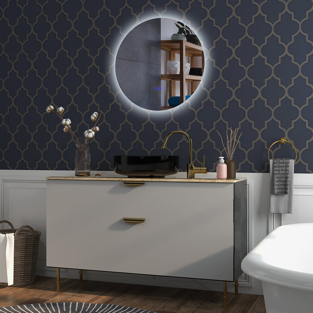 Miroir rond lumineux LED de salle de bain Ø 70 cm mural avec éclairage interrupteur tactile système antibuée  35 W gris-8
