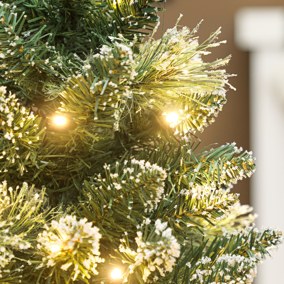 Sapin de Noël artificiel 60 cm, mini arbre de Noël de table floqué avec 35 LED, pommes de pin, fonctionne à piles, vert-7