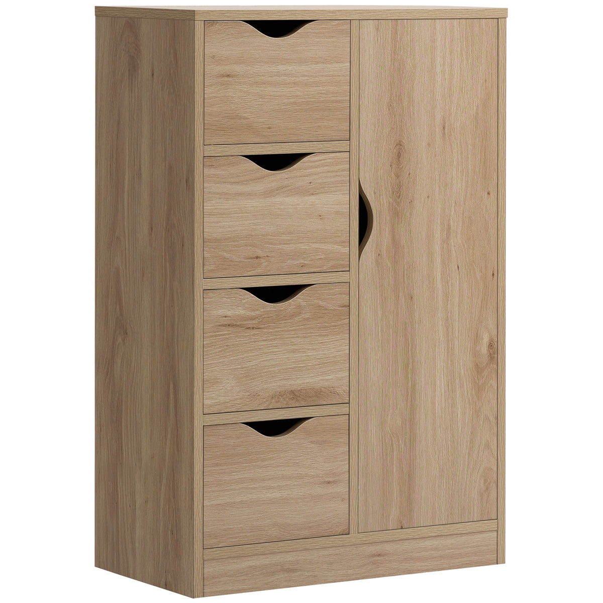 Meuble de rangement buffet commode moderne 1 placard et 4 tiroirs - en bois - pour salon, cuisine, entrée, salle à manger - marron-0