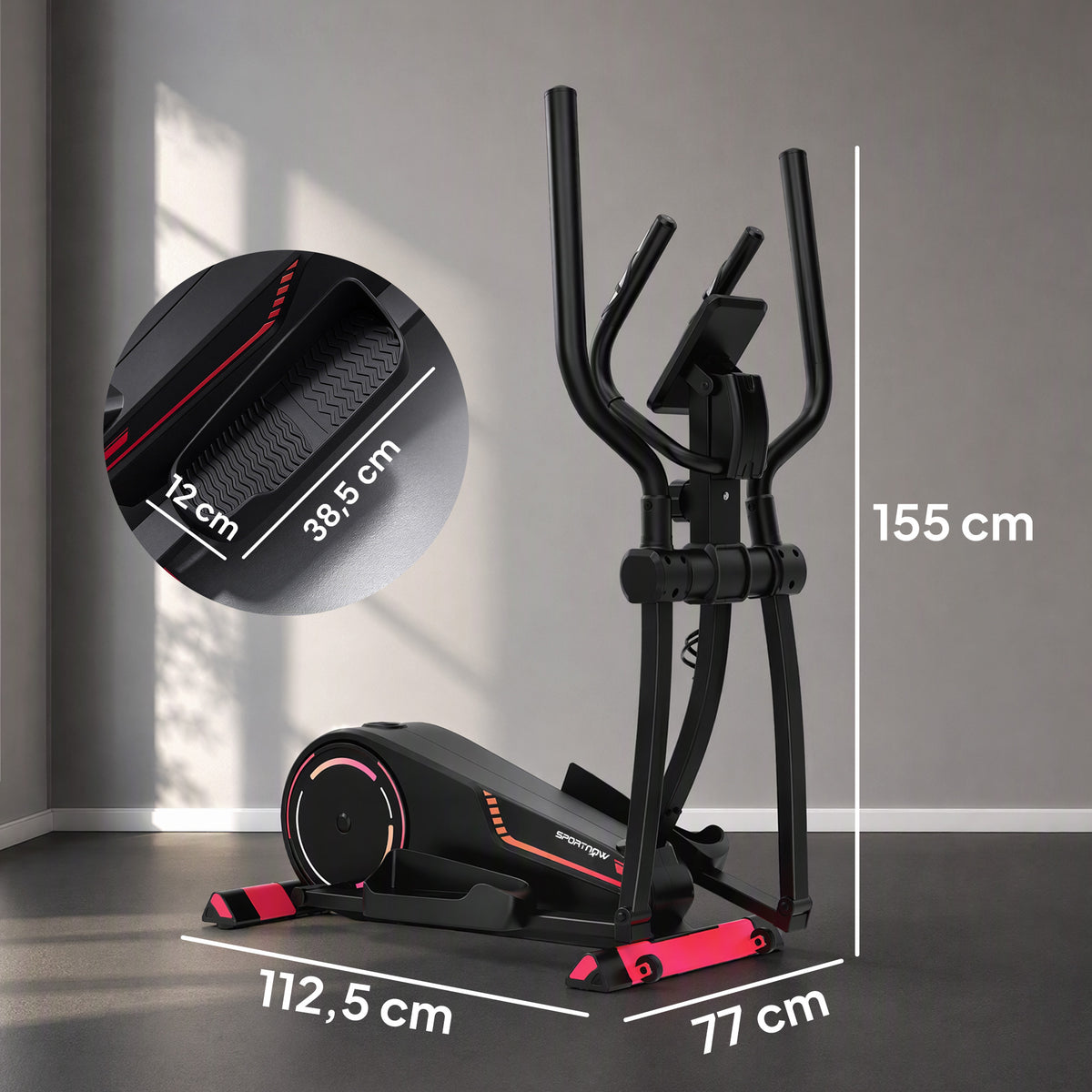 Vélo elliptique d’appartement, résistance réglable à 16 niveaux, Bluetooth, compatible appli-2