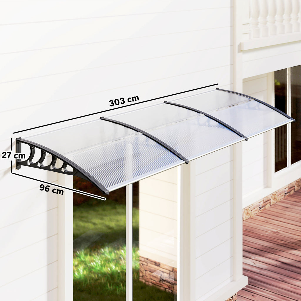 Auvent de porte toit marquise en polycarbonate auvent de porte d'entrée bord en aluminium contre la pluie et UV-2