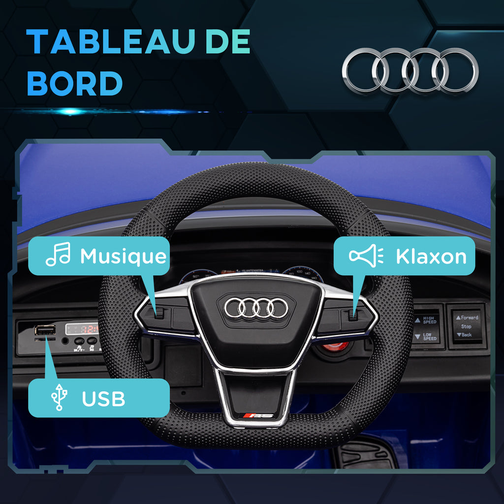 Voiture véhicule électrique enfant 12 V - télécommande parentale - effets sonores, lumineux - Audi RS E-tron GT bleu-4