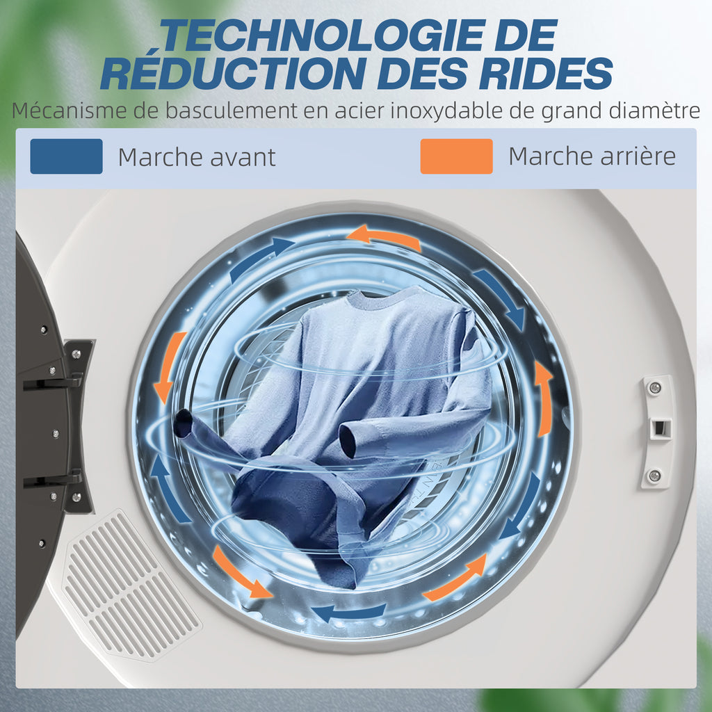 Sèche linge à évacuation, sèche-linge électrique 1000 W 3 Kg, modes Extra Dry et ECO, minuterie, acier inoxydable, blanc-5