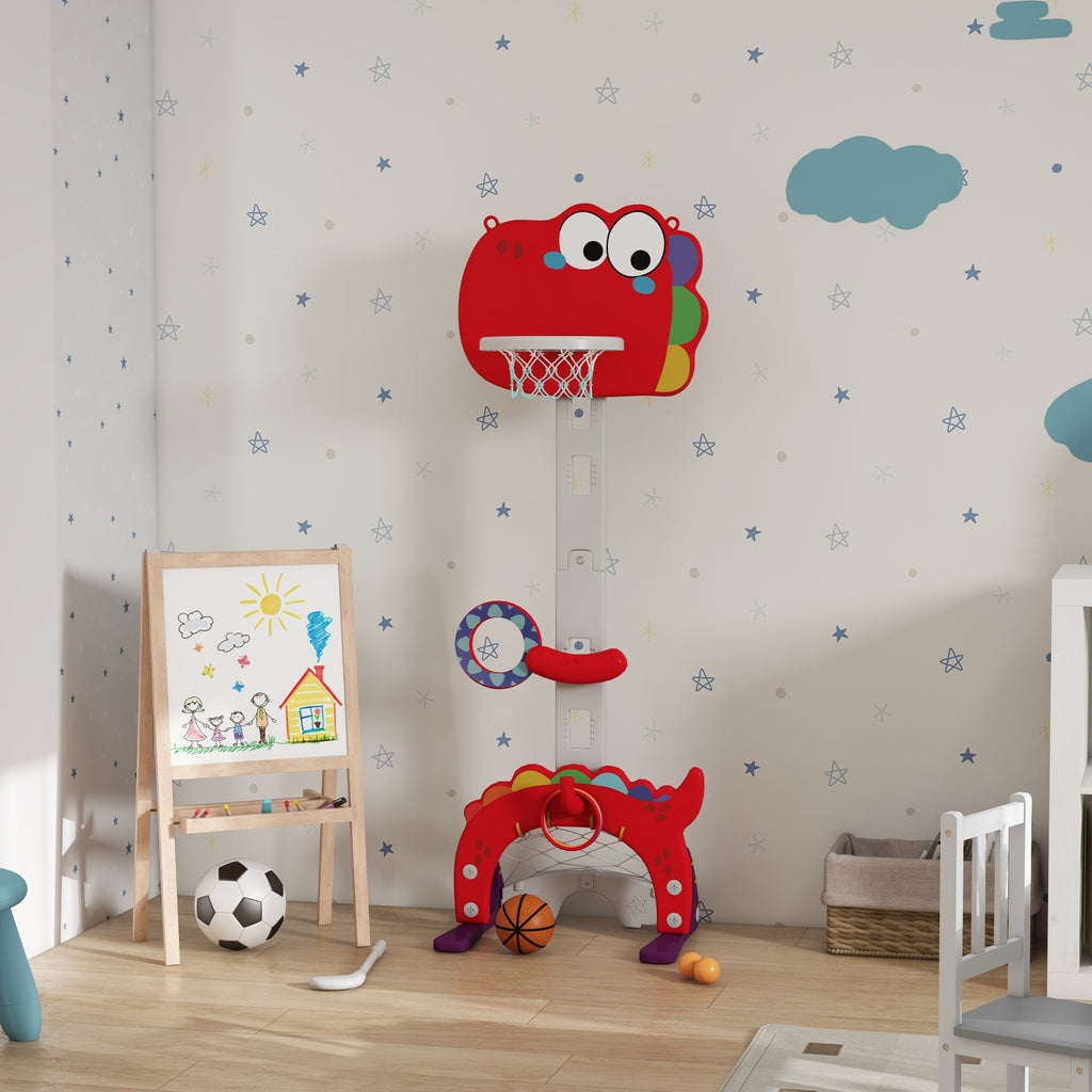 Panier de basket-ball pour enfants, hauteur réglable, 5 en 1 lancer de balles, golf, football jeu de lasso, 3-6 ans-9