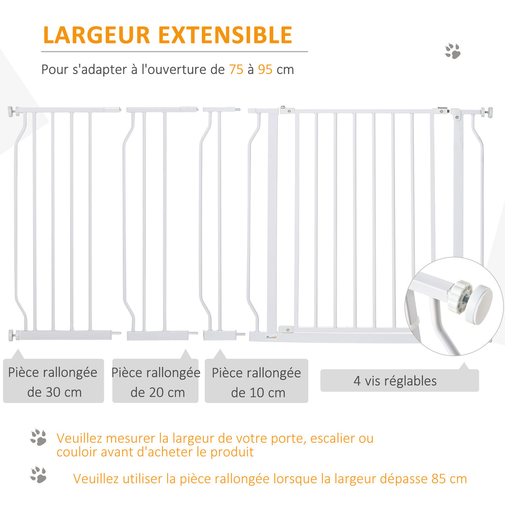 Lot de 2 barrières de sécurité barrière pour animal domestique longueur réglable escaliers couloirs portes sans perçage-4