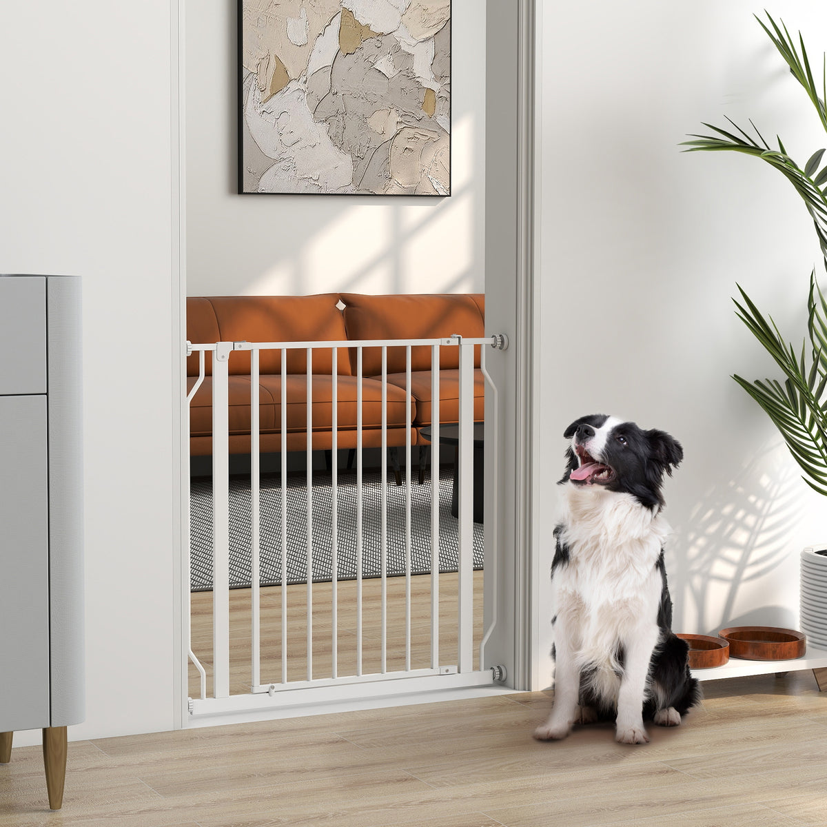 Barrière de sécurité barrière pour animal domestique longueur réglable dim. 75-85L x 76H cm blanc-1