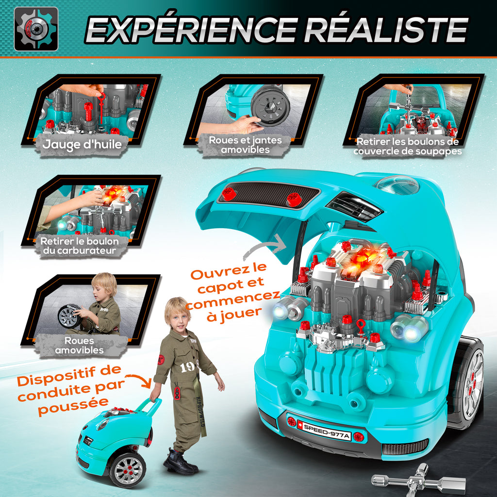 Camion mécano 2 en 1 jouet bricolage enfant jeu d'imitation mécanicien nombreux qccessoires total de 61 pièces bleu-6