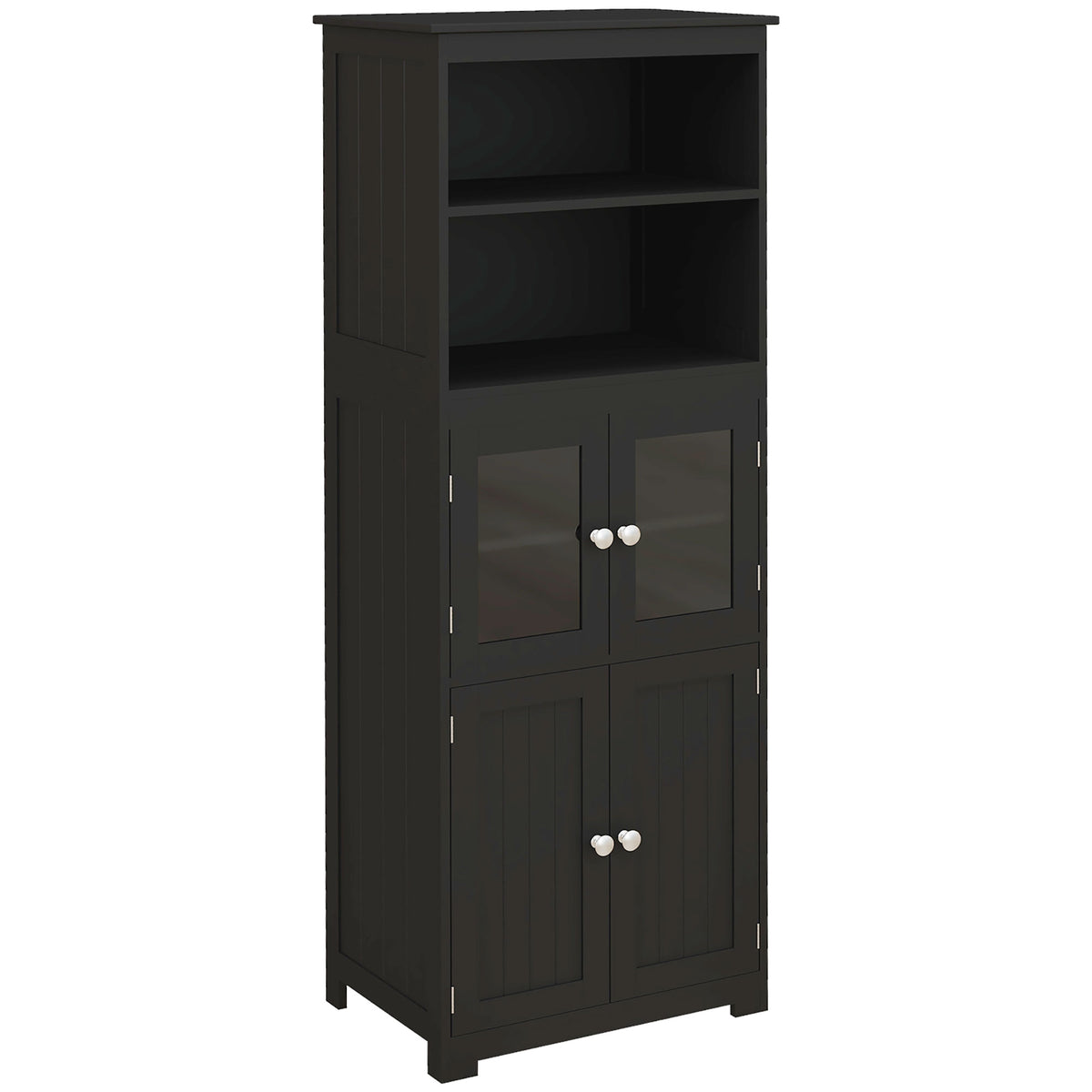 Armoire de cuisine buffet cuisine vaisselier meuble de rangement multi-rangements dim. 60I x 30P x 162H cm noir-0