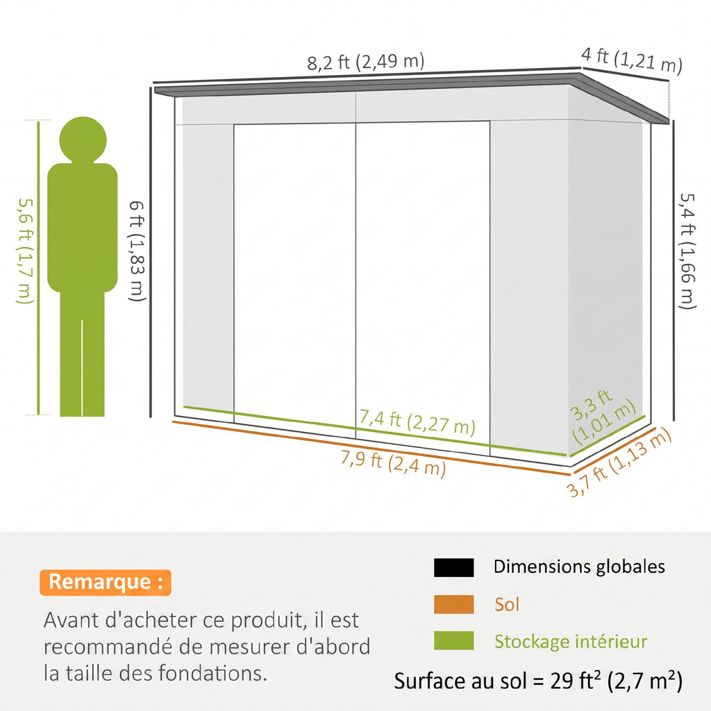 Abri de Jardin en Métal 3 m² Facile à Monter, Cabane de Jardin Structure en Acier Galvanisé Améliorée, Chêne-2