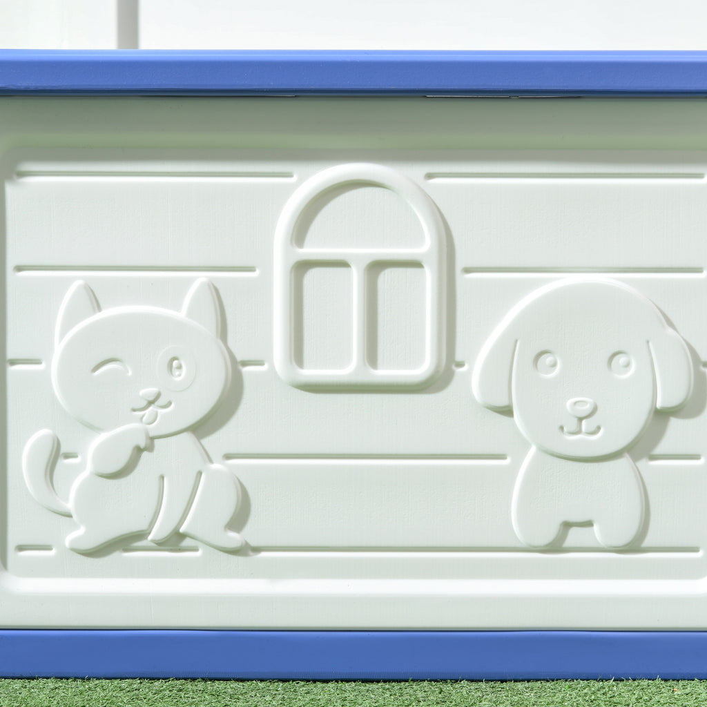Niche pour chien extérieure en plastique maison pour chiens avec bouches d'aération bleu et blanc-8