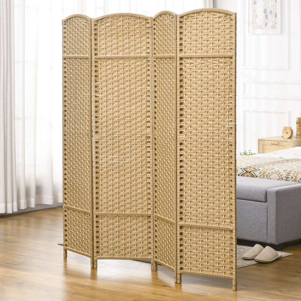 Paravent interieur en bois 4 panneaux 160 x 170 cm séparateur de pièce pliable pour salon, chambre à coucher, naturel-9
