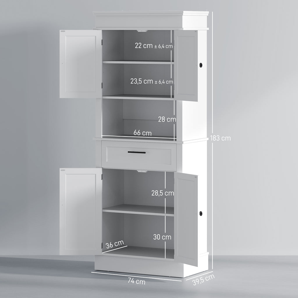 Buffet de cuisine armoire de cuisine multi-rangements 2 placards 2 portes tiroir niche MDF panneaux particules E1 blanc-2