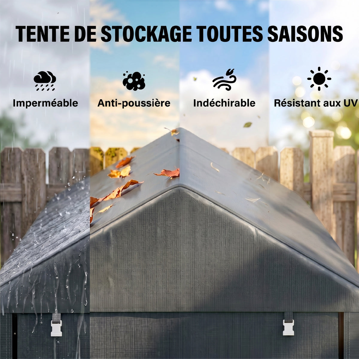 Abri de jardin tente de stockage portable avec cadre en métal galvanisé et grande porte, 1,2 x 1,8 m-3