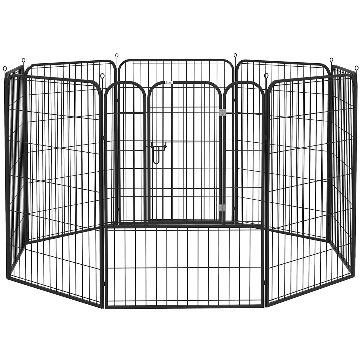 Luxe parc enclos modulable acier époxy porte verrouillable pour chiens, lapins, rongeurs, petits animaux, intérieur et extérieur 80 x 100 cm noir-0