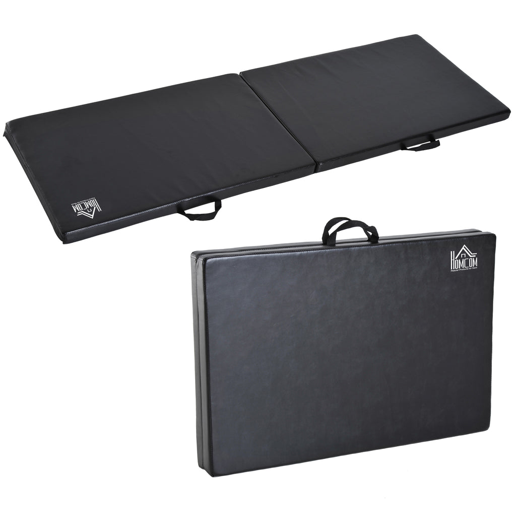 Tapis de gymnastique yoga pilates fitness pliable portable grand confort 180L x 60l x 5H cm revêtement synthétique noir-7