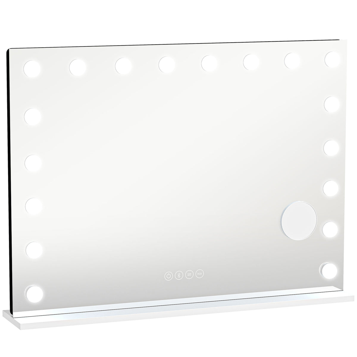 Miroir maquillage Hollywood 18 ampoules LED, 3 couleurs d'éclairage, lumière RGB, haut-parleur Bluetooth, blanc-0