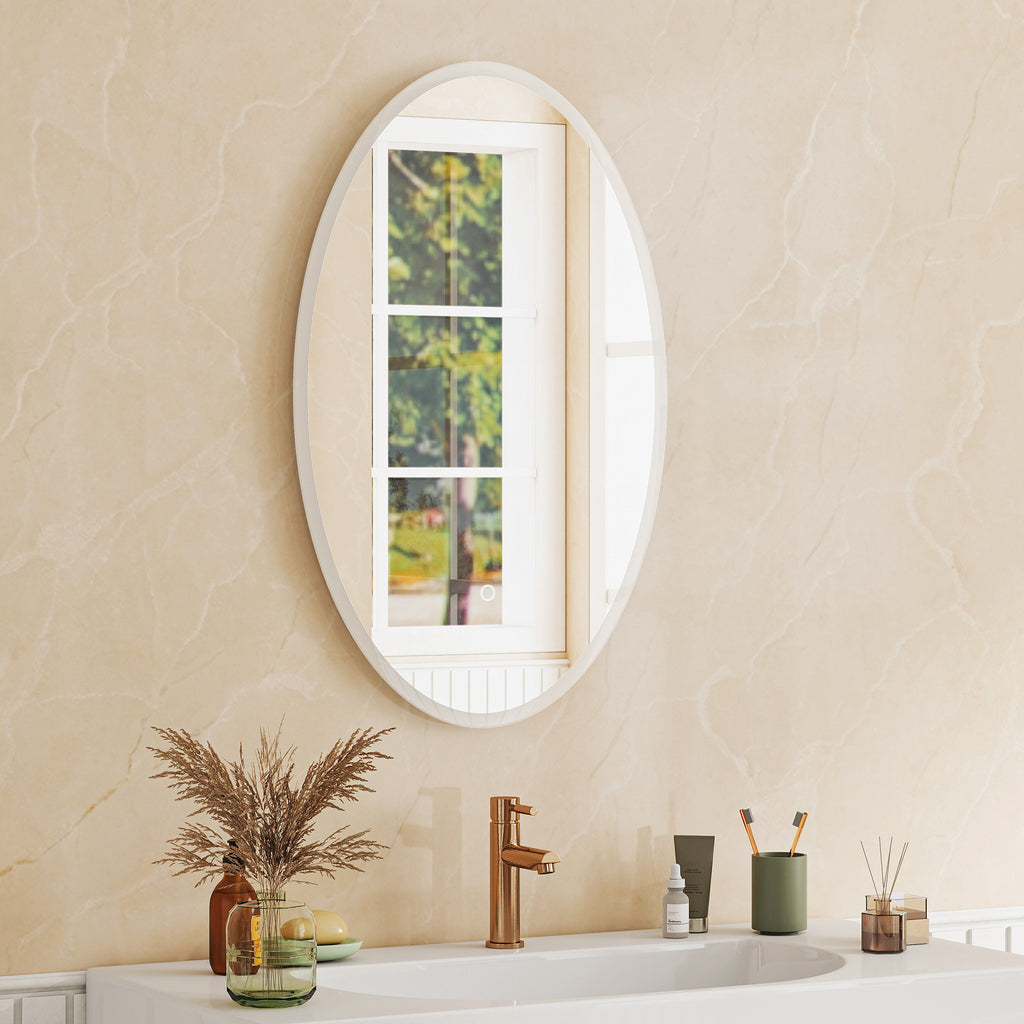 Miroir salle de bain avec éclairage 80 x 50 cm, miroir LED ovale, anti-buée, 3 couleurs lumière, dimmable, transparent-8