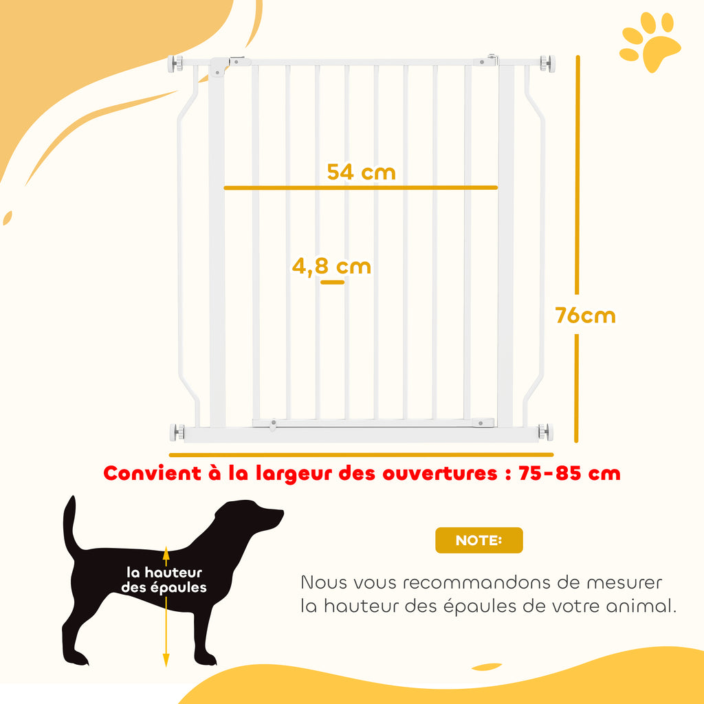 Barrière de sécurité barrière pour animal domestique longueur réglable dim. 75-85L x 76H cm blanc-2
