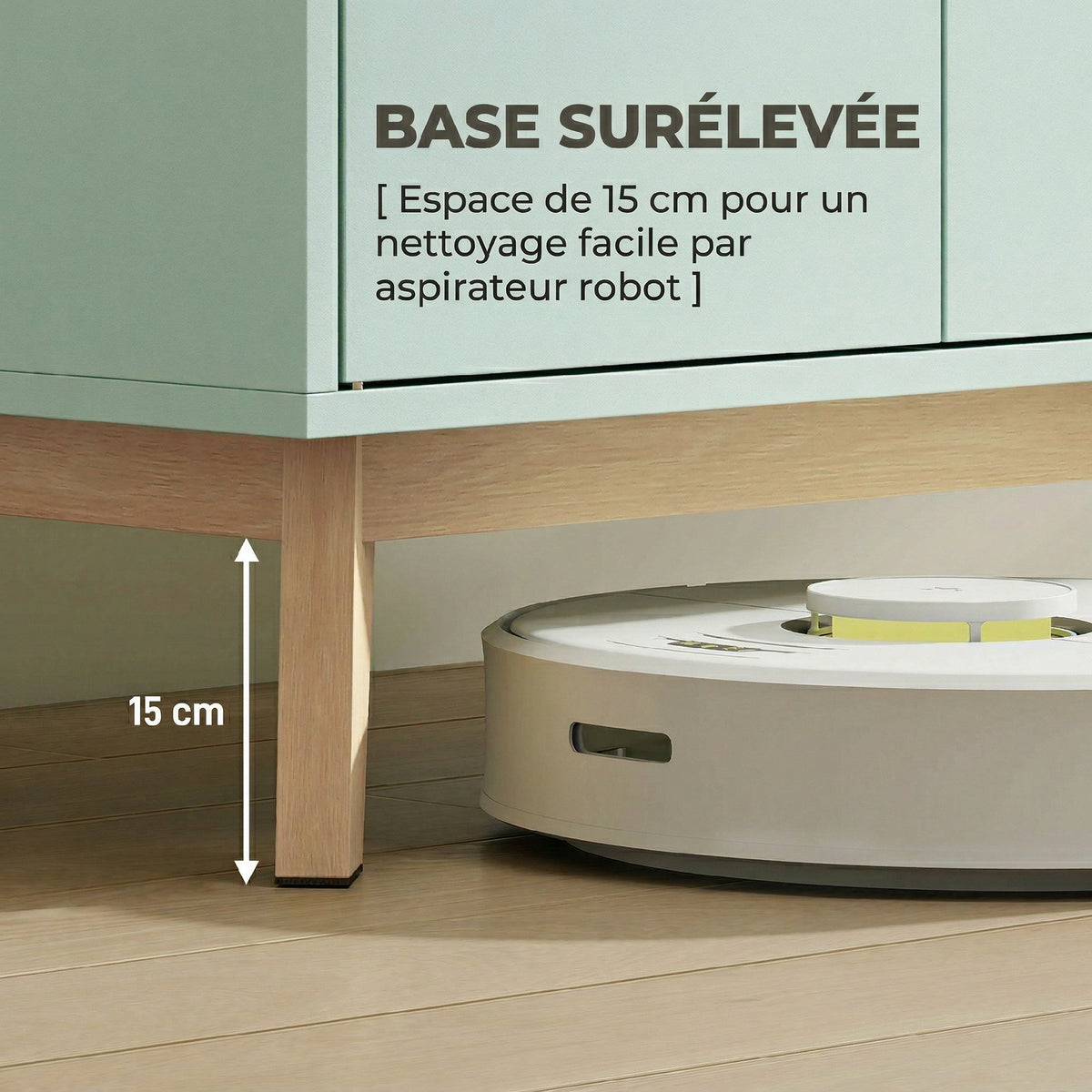 Meuble TV 120 cm, meuble télé pour téléviseur jusqu'à 36 pouces avec 2 portes, tiroir, compartiment ouvert, vert clair-7