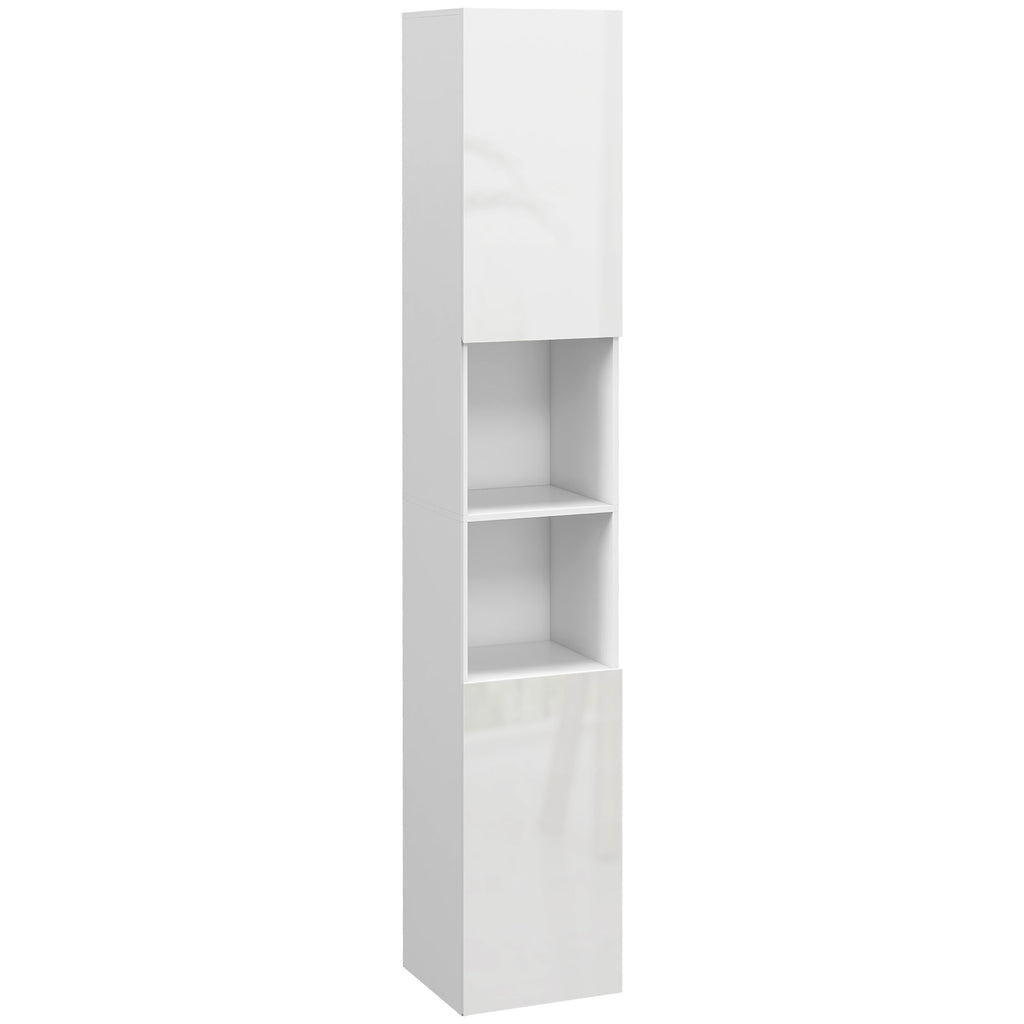 Meuble colonne de salle de bain 2 placards avec étagères réglables + 2 niches 30 x 30 x 181,5 cm blanc-0