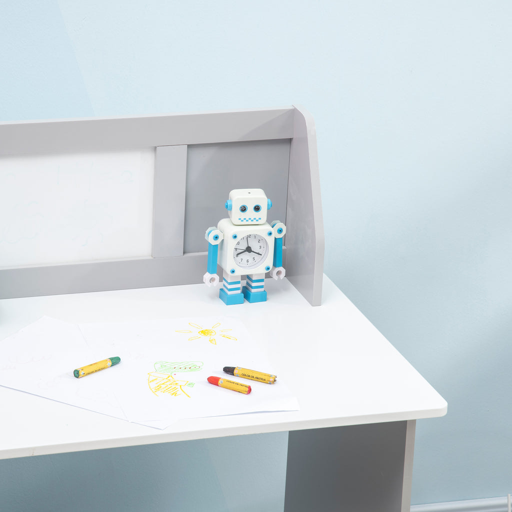 Ensemble table et chaise pour enfant avec tableau blanc - bureau pour enfant +5 ans - 90L x 45l x 85H cm Gris-8