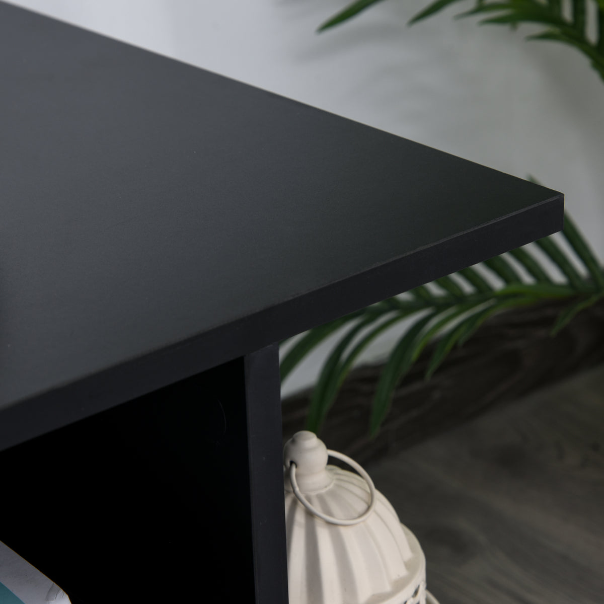 Meuble TV avec Roulettes 80 cm, Meuble Télé pour Téléviseur jusqu'à 42 Pouces avec Étagères Ouvertes, Style Moderne, Banc TV pour Salon, Chambre, Noir-8