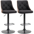 Lot de 2 tabourets de bar réglable en hauteur rotatif sur 360° avec repose-pieds, tissu capitonné-0