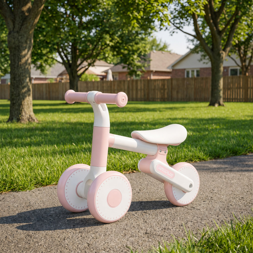 Draisienne Bébé 1-2 Ans Pliable, Siège Réglable, Direction Limitée à 135°, Pneus EVA Silencieux, 52x23x36,5cm, Rose-1