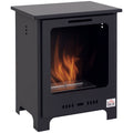 Cheminée bioéthanol sur Pieds brûleur 0,9 L, 3h de durée de combustion Style néo-rétro poêle dim. 40L x 30l x 50H cm Couverture 20-25 m² Noir-0