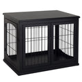 Cage pour chien animaux meuble cage chien intérieur en bois MDF classe E1 3 portes verrouillables max. 30 Kg dim. 81L x 58l x 66H cm noir-0